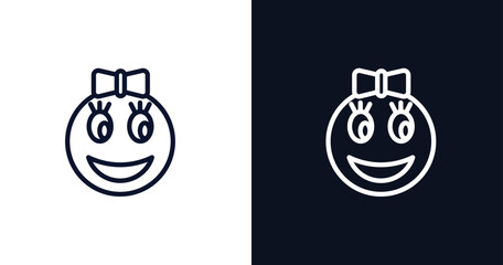 girl smile icon. Thin line girl smile icon from people collection. Outline vector isolated on dark blue and white background. Editable girl smile symbol can be used web and mobile