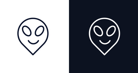 alien smile icon. Thin line alien smile icon from people collection. Outline vector isolated on dark blue and white background. Editable alien smile symbol can be used web and mobile