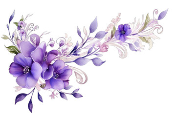 Obraz na płótnie Canvas cute floral corner frame watercolor style