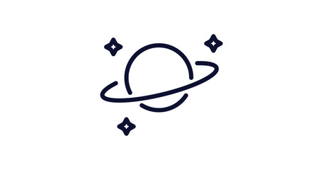 planet with satellite icon. Thin line planet with satellite icon from nature collection. Outline vector isolated on white background. Editable planet with satellite symbol can be used web and mobile