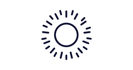shining sun with rays icon. Thin line shining sun with rays icon from nature collection. Outline vector isolated on white background. Editable shining sun with rays symbol can be used web and mobile