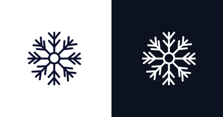 big snowflake icon. Thin line big snowflake icon from nature collection. Outline vector isolated on dark blue and white background. Editable big snowflake symbol can be used web and mobile