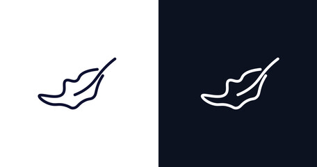 dry leaf icon. Thin line dry leaf icon from nature collection. Outline vector isolated on dark blue and white background. Editable dry leaf symbol can be used web and mobile