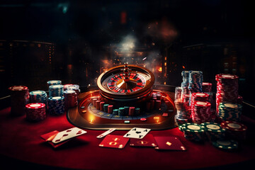 Gambling table in luxury casino. 3d rendered illustration.