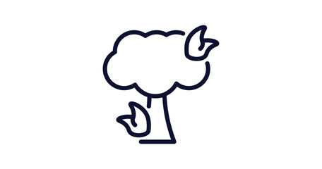 pine tree on fire icon. Thin line pine tree on fire icon from nature collection. Outline vector isolated on white background. Editable pine tree on fire symbol can be used web and mobile