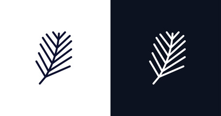 pine needle icon. Thin line pine needle icon from nature collection. Outline vector isolated on dark blue and white background. Editable pine needle symbol can be used web and mobile - obrazy, fototapety, plakaty