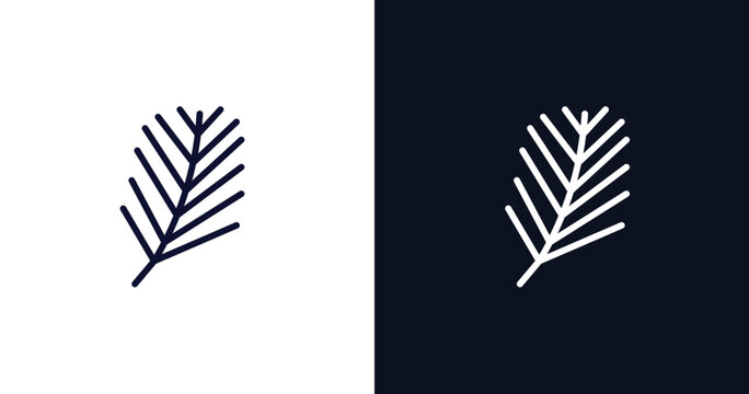 pine needle icon. Thin line pine needle icon from nature collection. Outline vector isolated on dark blue and white background. Editable pine needle symbol can be used web and mobile