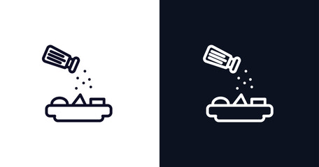 seasoning icon. Thin line seasoning icon from kitchen collection. Outline vector isolated on dark blue and white background. Editable seasoning symbol can be used web and mobile