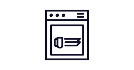 dishwasher icon. Thin line dishwasher icon from kitchen collection. Outline vector isolated on white background. Editable dishwasher symbol can be used web and mobile