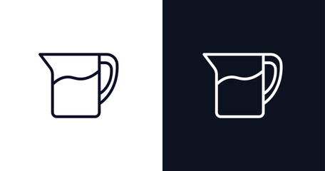 pitcher icon. Thin line pitcher icon from kitchen collection. Outline vector isolated on dark blue and white background. Editable pitcher symbol can be used web and mobile