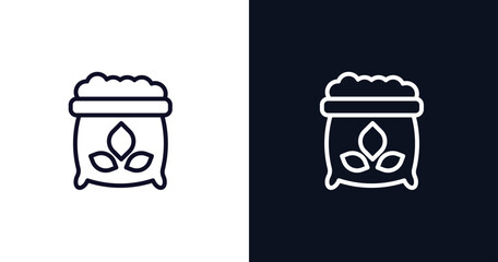 flour icon. Thin line flour icon from kitchen collection. Outline vector isolated on dark blue and white background. Editable flour symbol can be used web and mobile