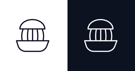 squeezer icon. Thin line squeezer icon from kitchen collection. Outline vector isolated on dark blue and white background. Editable squeezer symbol can be used web and mobile