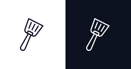 spatula icon. Thin line spatula icon from kitchen collection. Outline vector isolated on dark blue and white background. Editable spatula symbol can be used web and mobile
