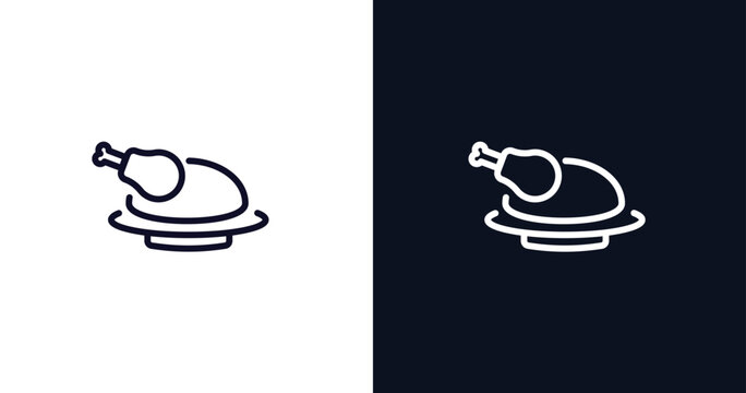 broiler icon. Thin line broiler icon from kitchen collection. Outline vector isolated on dark blue and white background. Editable broiler symbol can be used web and mobile