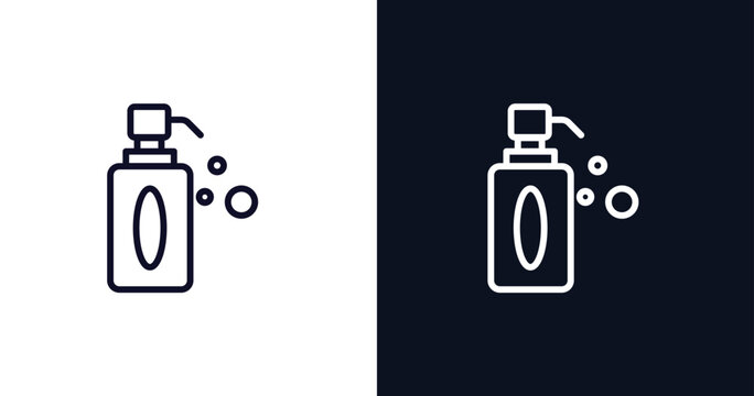 soap dispenser icon. Thin line soap dispenser icon from kitchen collection. Outline vector isolated on dark blue and white background. Editable soap dispenser symbol can be used web and mobile
