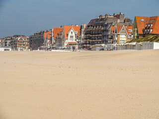 houses on the beach at De Haan, Belgium. 