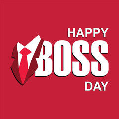 Happy boss's day, suit with tie on red background with text inscription, modern background vector illustration
