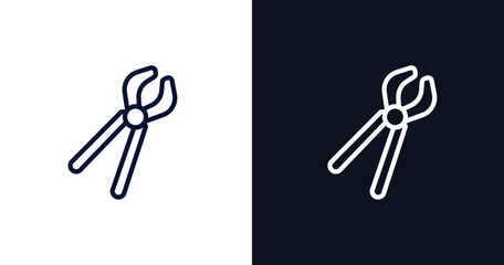 clippers icon. Thin line clippers icon from construction collection. Outline vector isolated on dark blue and white background. Editable clippers symbol can be used web and mobile