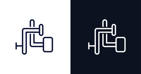 adjusment system icon. Thin line adjusment system icon from construction collection. Outline vector isolated on dark blue and white background. Editable adjusment system symbol