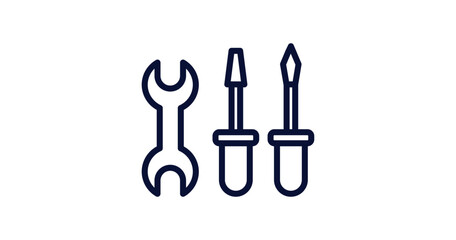 three tools icon. Thin line three tools icon from construction collection. Outline vector isolated on white background. Editable three tools symbol