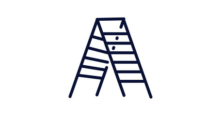 double ladder icon. Thin line double ladder icon from construction collection. Outline vector isolated on white background. Editable double ladder symbol can be used web and mobile