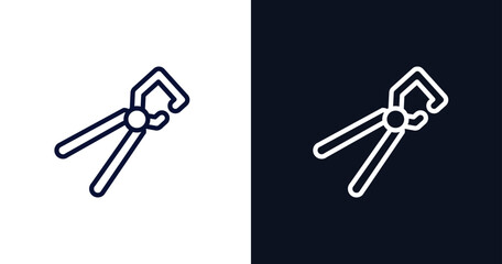 big clippers icon. Thin line big clippers icon from construction collection. Outline vector isolated on dark blue and white background. Editable big clippers symbol can be used web and mobile