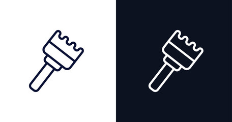 sand brush icon. Thin line sand brush icon from construction collection. Outline vector isolated on dark blue and white background. Editable sand brush symbol can be used web and mobile