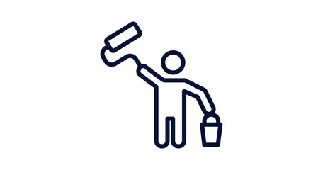 man painting icon. Thin line man painting icon from construction collection. Outline vector isolated on white background. Editable man painting symbol can be used web and mobile