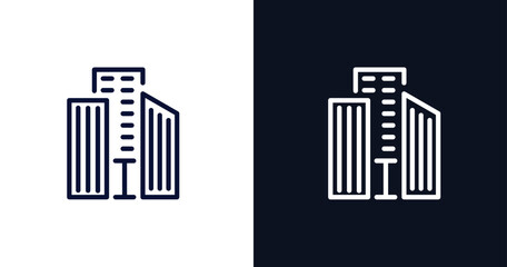 big building icon. Thin line big building icon from construction collection. Outline vector isolated on dark blue and white background. Editable big building symbol can be used web and mobile