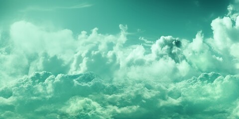 Fototapeta na wymiar Cloud green sky copy space blurred background, AI Generated