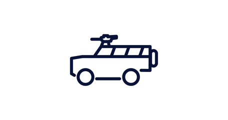 armored vehicle icon. Thin line armored vehicle icon from military and war and  collection. Outline vector isolated on white background. Editable armored vehicle symbol can be used web and mobile