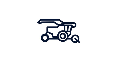 harvester icon. Thin line harvester icon from agriculture and farm collection. Outline vector isolated on white background. Editable harvester symbol can be used web and mobile