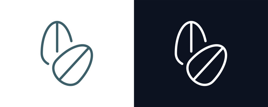 oat icon. Thin line oat icon from agriculture and farm collection. Outline vector isolated on dark blue and white background. Editable oat symbol can be used web and mobile