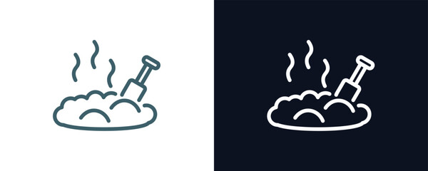 manure icon. Thin line manure icon from agriculture and farm collection. Outline vector isolated on dark blue and white background. Editable manure symbol can be used web and mobile