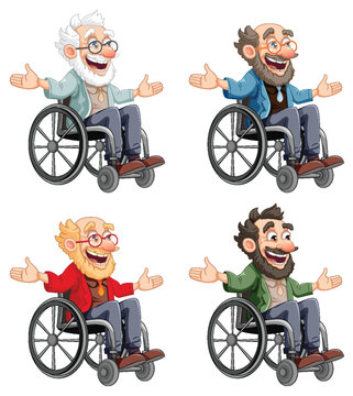 Elderly people sitting on wheelchair