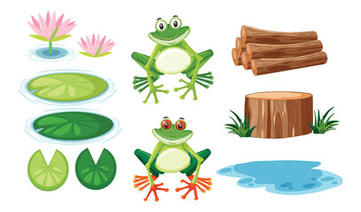Green Frog Cartoon Characters Collection