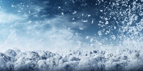 Obraz premium Snowflakes in winter copy space blurred background, AI Generated