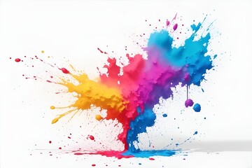 Fototapeta na wymiar Colorful paint splatter on a white background. Generative AI