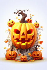 Halloween, 3d rendered design style, ai generative
