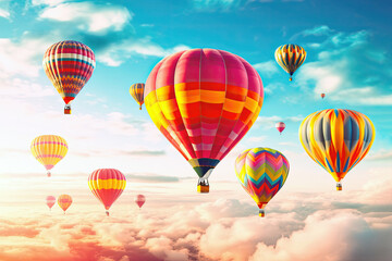 Naklejka premium Colorful hot air balloons in air