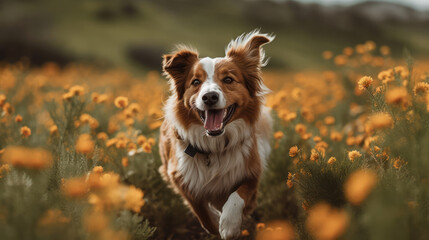 a happy dog ​​in nature