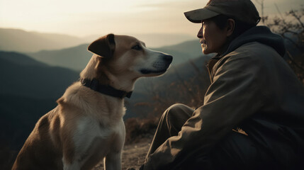 a happy dog ​​in nature