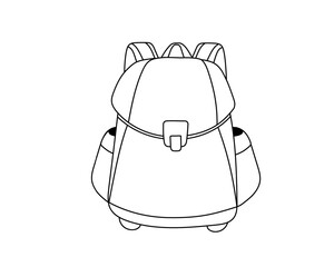 School backpack in simple line style.Vector illustration