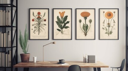 Botanical Art Prints featuring botanical subjects. AI generated