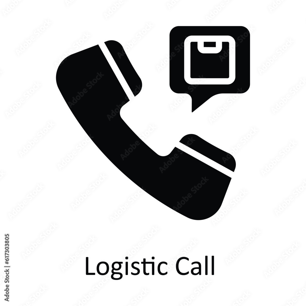 Poster logistic call vector solid icon design illustration. shipping and delivery symbol on white backgroun