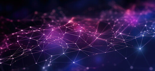 very fine and intricate network represented by line and dots, over a space like a galaxy. Hand edited, generative AI based.