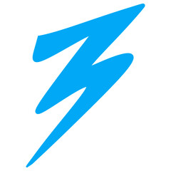 blue thunder icon, thunder storm symbol blue flat lay, clipart thunder