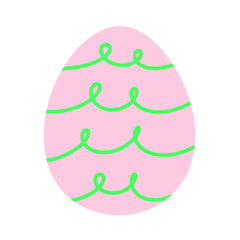 illustration of an Easter egg. Pink Easter egg with a beautiful.Postcard.A flat illustration drawn by hand.