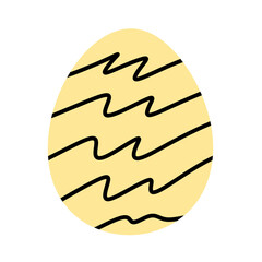 illustration of an Easter egg. yellow Easter egg with a beautiful.Postcard.A flat illustration drawn by hand.