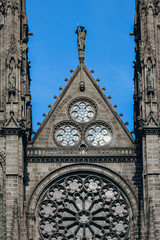Close-up of a fragment of the facade of the cathedral in Clermont Ferrand